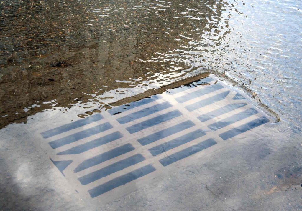 water flowing down a drain