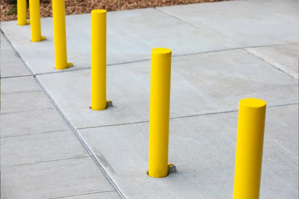 yellow bollards