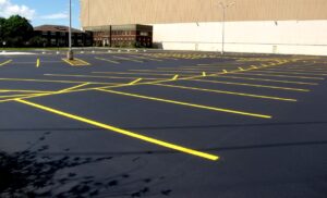 freshly painted parking lot