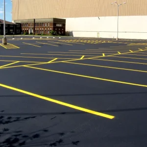 freshly paved parking lot