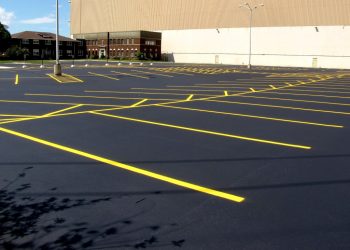 freshly painted parking lot