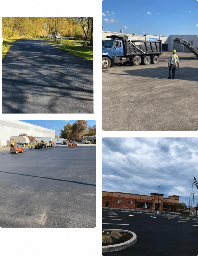 collage of four asphalt projects completed by Asphalt Seal & Repair