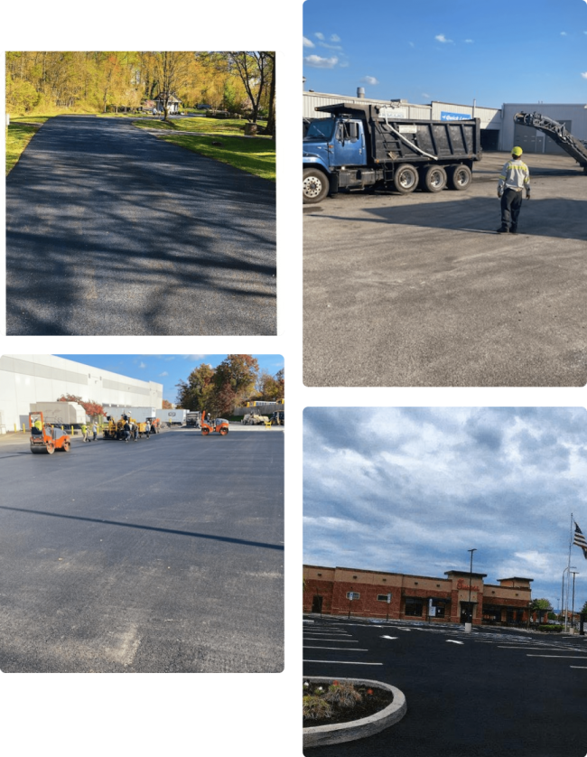 collage of four asphalt projects completed by Asphalt Seal & Repair