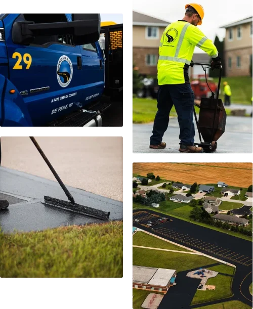 Asphalt Seal & Repair collage of photos from jobsite