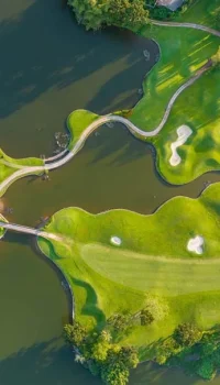 Aerial view of golf course Aerial view of golf course